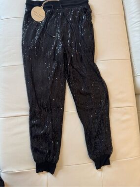Black Sequin Jogger Pants